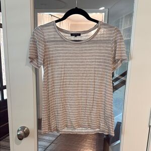 Beige and White striped t shirt